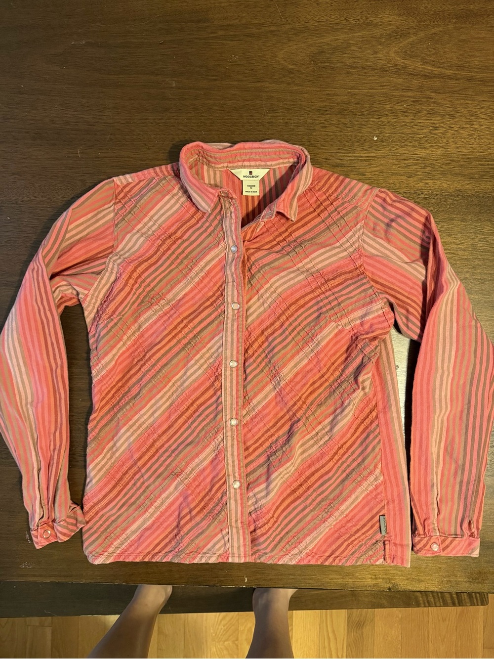 Women's Long-Sleeve Striped Button-Up Shirt - Pink